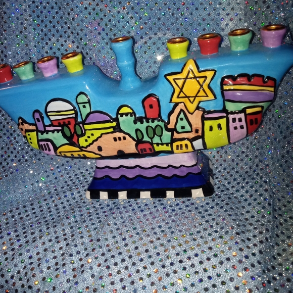 PHENOMENAL NICOLE ENGBLOM CERAMIC MENORAH OR CANDLELABRA - Picture 5 of 13